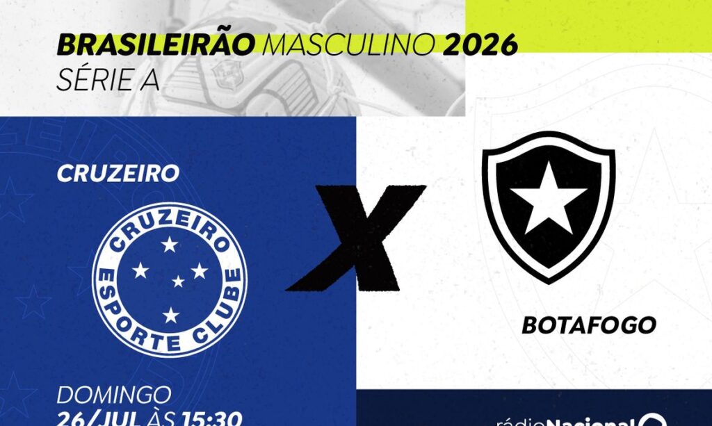 Cruzeiro e Botafogo se enfrentam em duelo decisivo do Brasileirão com transmissão da Rádio Nacional