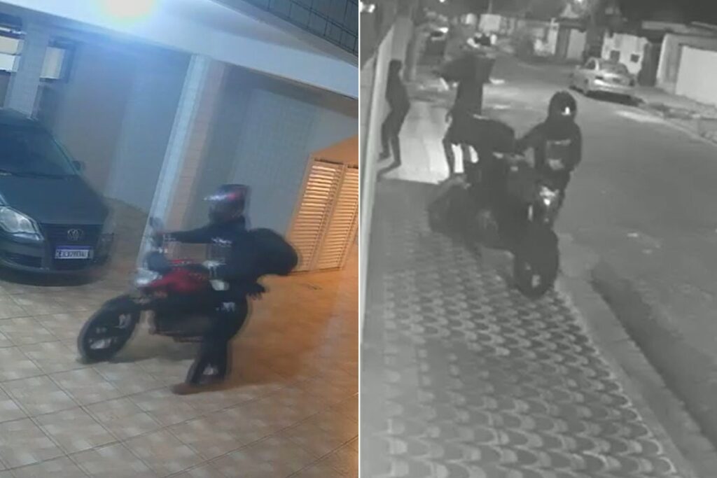 policiais militares em uma praça enquanto tentava ligar a motocicleta roubada. S