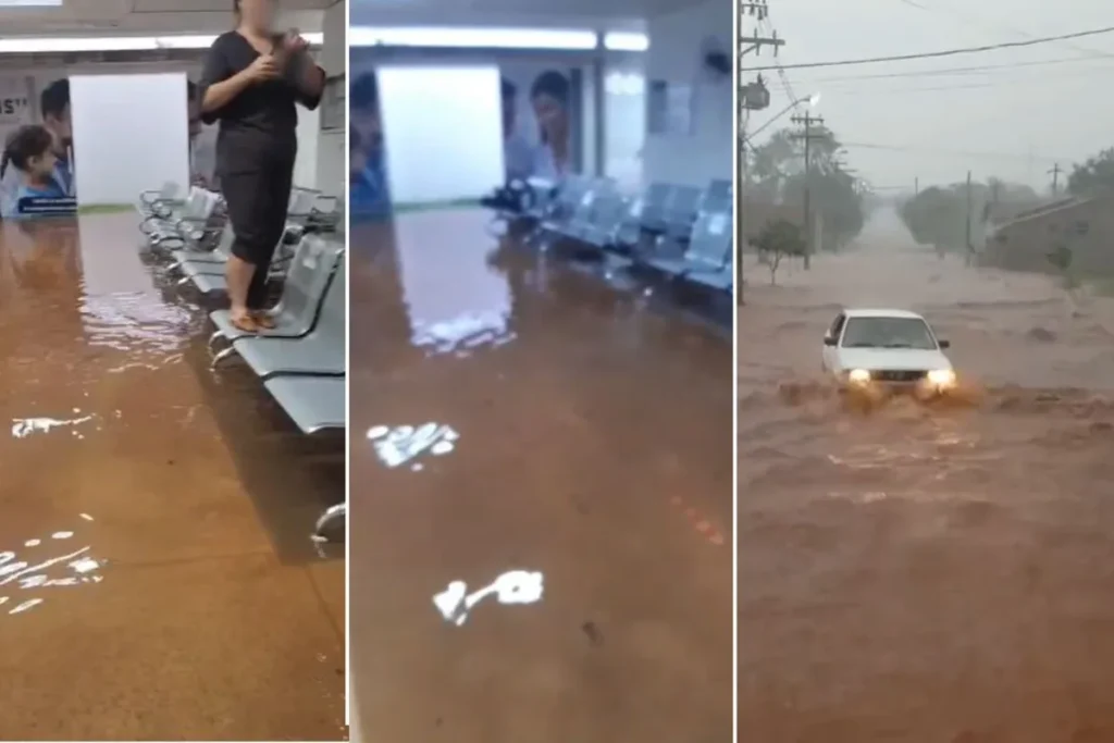 Chuva intensa provoca alagamento em unidade de saúde e danos em Paulicéia