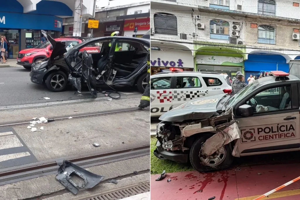 Colisão entre carro e viatura policial deixa feridos no litoral paulista