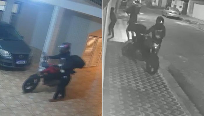 policiais militares em uma praça enquanto tentava ligar a motocicleta roubada. S