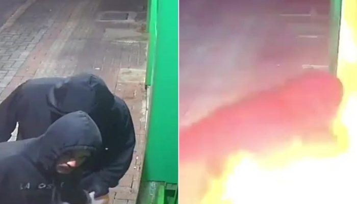 Incendiários são atingidos por chamas ao atear fogo em papelaria de Praia Grande